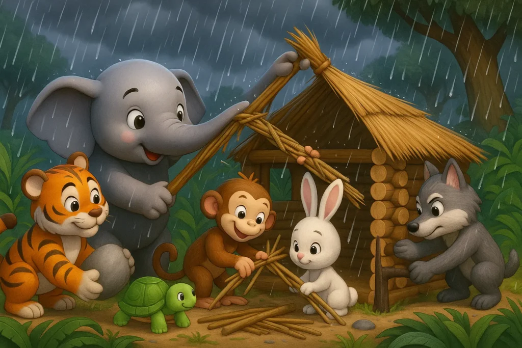 o-abrigo-na-floresta-historia-infantil-sobre-a-forca-do-trabalho-em-grupo-3